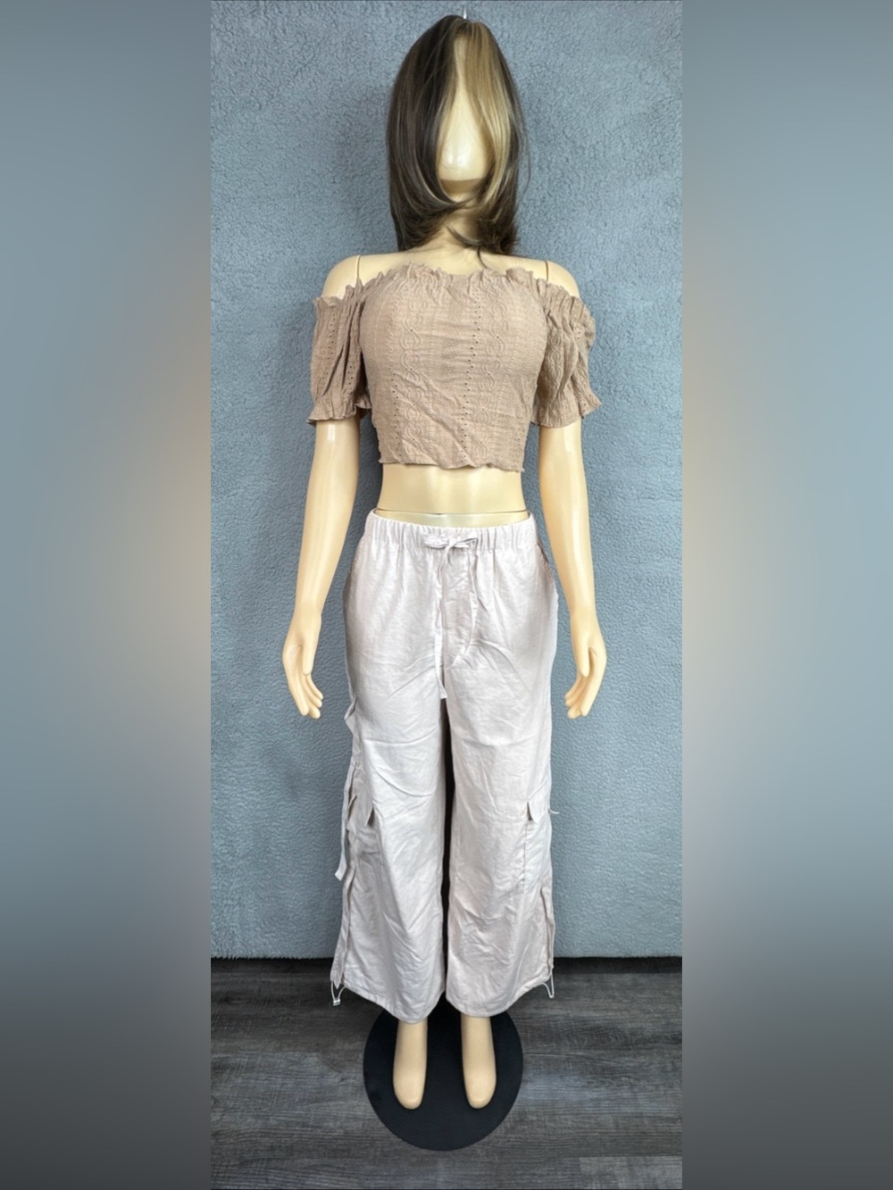 Rewash Brand Cargo Parachute Pant Wide Leg Blush Women’s Size Small NWT